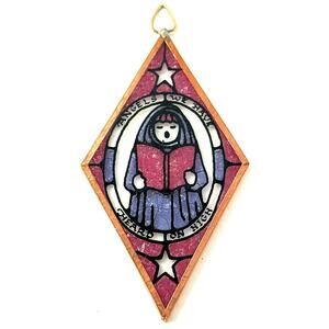Stained Glass Christmas Ornament Angels We Have Heard On High Choir Copper Frame